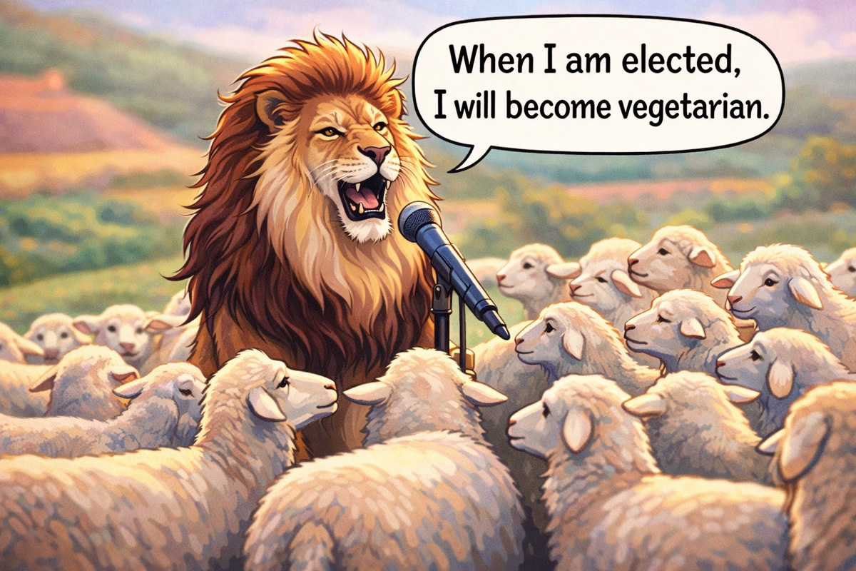 The sheep admire their new leader.