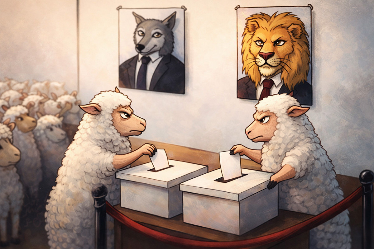 The sheep fight over who will eat them for lunch.